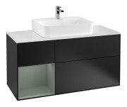 Тумба под раковину Villeroy & Boch Finion 120х50,1 см с подсветкой МДФ черный матовый лак/стекло белое матовое G161GMPD