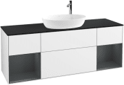 Тумба під раковину Villeroy & Boch Finion 160х50,1 см з підсвічуванням МДФ білий глянцевий лак/скло чорне матове G982HGGF
