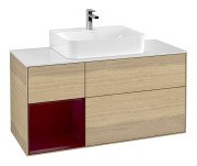 Тумба під раковину Villeroy & Boch Finion 120х50,1 см із підсвічуванням МДФ шпон дуба/скло біле матове G161HBPC