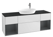 Тумба під раковину Villeroy & Boch Finion 160х50,1 см із підсвічуванням МДФ білий матовий лак/скло чорне матове G982HGMT