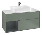 Тумба под раковину Villeroy & Boch Finion 120х50,1 см с подсветкой МДФ оливковый матовый лак/стекло белое матовое G161HGGM
