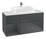 Тумба под раковину Villeroy & Boch Finion 120х50,1 см с подсветкой МДФ темно-синий матовый лак/стекло белое матовое G161HGHG