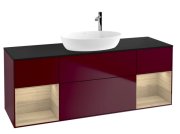 Тумба під раковину Villeroy & Boch Finion 160х50,1 см з підсвічуванням МДФ півонія матовий лак/скло чорне матове G982PCHB