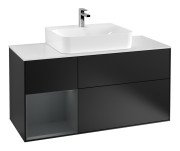 Тумба под раковину Villeroy & Boch Finion 120х50,1 см с подсветкой МДФ черный матовый лак/стекло белое матовое G161HGPD