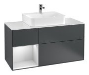 Тумба под раковину Villeroy & Boch Finion 120х50,1 см с подсветкой МДФ темно-синий матовый лак/стекло белое матовое G161MTHG