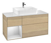 Тумба под раковину Villeroy & Boch Finion 120х50,1 см с подсветкой МДФ шпон дуба/стекло белое матовое G161MTPC