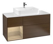 Тумба під раковину Villeroy & Boch Finion 120х50,1 см із підсвічуванням МДФ шпон волоського горіха/скло біле матове G161PCGN