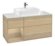 Тумба під раковину Villeroy & Boch Finion 120х50,1 см із підсвічуванням МДФ шпон дуба/скло біле матове G161PCPC