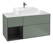 Тумба під раковину Villeroy & Boch Finion 120х50,1 см із підсвічуванням МДФ оливковий матовий лак/скло біле матове G161PDGM