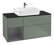 Тумба під раковину Villeroy & Boch Finion 120х50,1 см із підсвічуванням МДФ оливковий матовий лак/скло чорне матове G162GKGM