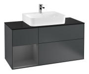 Тумба під раковину Villeroy & Boch Finion 120х50,1 см із підсвічуванням МДФ темно-синій матовий лак/скло чорне матове G162GKHG