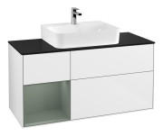 Тумба под раковину Villeroy & Boch Finion 120х50,1 см с подсветкой МДФ глянцевый белый лак/стекло черное матовое G162GMGF