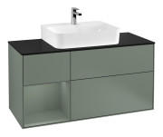 Тумба под раковину Villeroy & Boch Finion 120х50,1 см с подсветкой МДФ оливковый матовый лак/стекло черное матовое G162GMGM