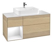 Тумба под раковину Villeroy & Boch Finion 120х50,1 см с подсветкой МДФ шпон дуба/стекло белое матовое G161GFPC