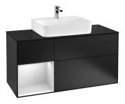 Тумба під раковину Villeroy & Boch Finion 120х50,1 см із підсвічуванням МДФ чорний матовий лак/скло чорне матове G162MTPD