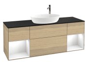 Тумба под раковину Villeroy & Boch Finion 160х50,1 см с подсветкой МДФ шпон дуба/стекло черное матовое G982GFPC