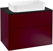 Тумба под раковину Villeroy & Boch Finion 80х50,1 см МДФ пион матовый лак/стекло черное матовое F22200HB