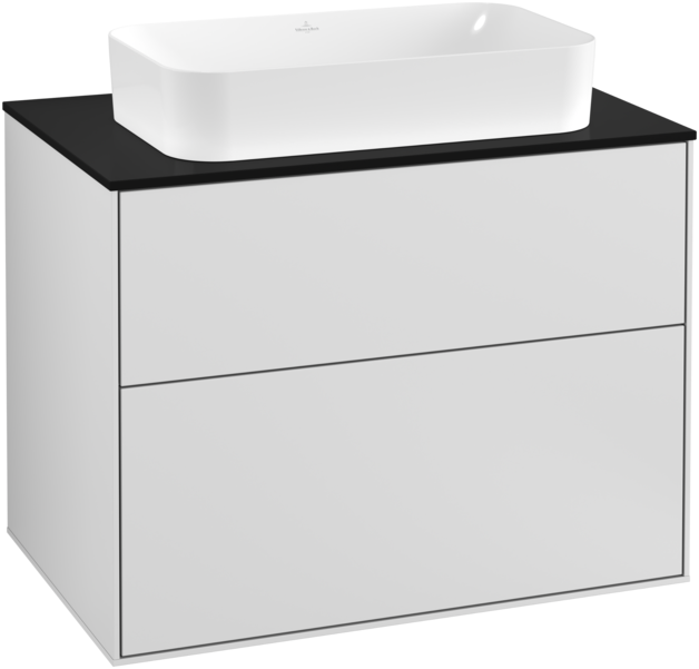 Тумба под раковину Villeroy & Boch Finion 80х50,1 см МДФ белый матовый лак/стекло черное матовое F22200MT