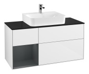 Тумба под раковину Villeroy & Boch Finion 120х50,1 см с подсветкой МДФ глянцевый белый лак/стекло черное матовое G162HGGF