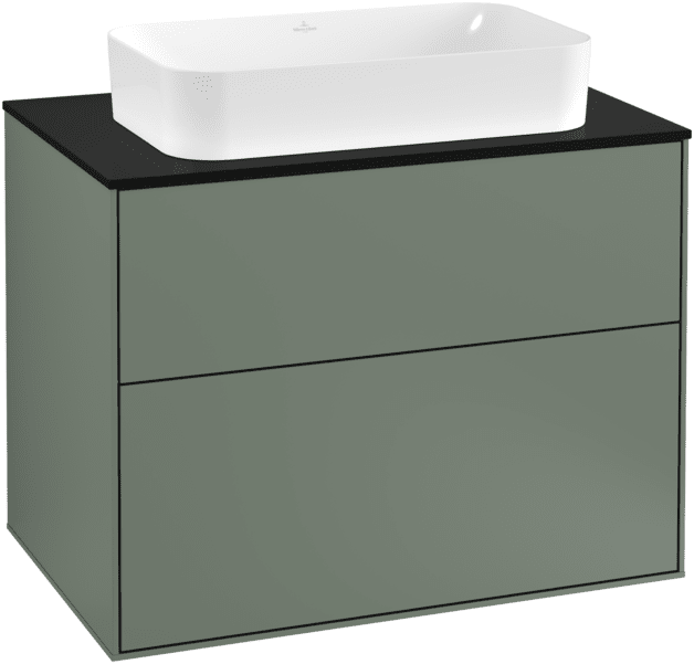 Тумба під раковину Villeroy & Boch Finion 80х50,1 см МДФ оливковий матовий лак/скло чорне матове F22200GM