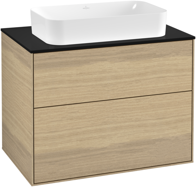 Тумба под раковину Villeroy & Boch Finion 80х50,1 см МДФ шпон дуба/стекло черное матовое F22200PC