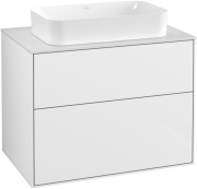 Тумба під раковину Villeroy & Boch Finion 80х50,1 см з підсвіткою МДФ білий глянцевий лак/скло біле матове G22100GF