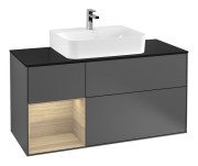 Тумба под раковину Villeroy & Boch Finion 120х50,1 см с подсветкой МДФ антрацит матовый лак/стекло черное матовое G162PCGK