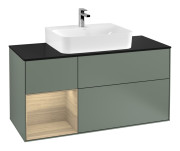 Тумба під раковину Villeroy & Boch Finion 120х50,1 см із підсвічуванням МДФ оливковий матовий лак/скло чорне матове G162PCGM