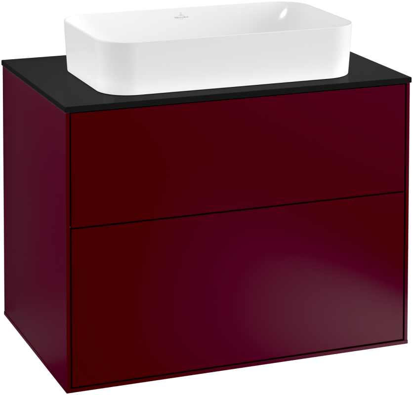 Тумба под раковину Villeroy & Boch Finion 80х50,1 см с подсветкой МДФ пион матовый лак/стекло черное матовое G22200HB