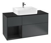 Тумба під раковину Villeroy & Boch Finion 120х50,1 см із підсвічуванням МДФ темно-синій матовий лак/скло чорне матове G162PDHG
