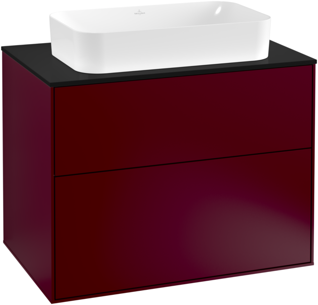 Тумба под раковину Villeroy & Boch Finion 80х50,1 см МДФ пион матовый лак/стекло черное матовое F22200HB