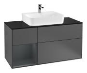 Тумба под раковину Villeroy & Boch Finion 120х50,1 см с подсветкой МДФ антрацит матовый лак/стекло черное матовое G162HGGK