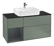 Тумба під раковину Villeroy & Boch Finion 120х50,1 см із підсвічуванням МДФ оливковий матовий лак/скло чорне матове G162HGGM