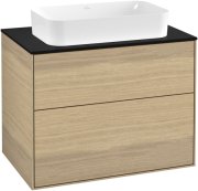 Тумба под раковину Villeroy & Boch Finion 80х50,1 см МДФ шпон дуба/стекло черное матовое F22200PC