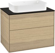 Тумба под раковину Villeroy & Boch Finion 80х50,1 см МДФ шпон дуба/стекло черное матовое F22200PC
