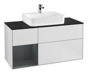 Тумба під раковину Villeroy & Boch Finion 120х50,1 см із підсвічуванням МДФ білий матовий лак/скло чорне матове G162HGMT