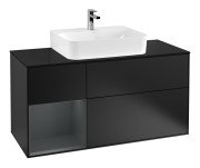 Тумба під раковину Villeroy & Boch Finion 120х50,1 см із підсвічуванням МДФ чорний матовий лак/скло чорне матове G162HGPD