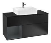Тумба под раковину Villeroy & Boch Finion 120х50,1 см с подсветкой МДФ черный матовый лак/стекло черное матовое G162HGPD