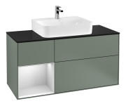 Тумба під раковину Villeroy & Boch Finion 120х50,1 см із підсвічуванням МДФ оливковий матовий лак/скло чорне матове G162MTGM