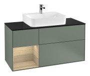 Тумба под раковину Villeroy & Boch Finion 120х50,1 см с подсветкой МДФ оливковый матовый лак/стекло черное матовое G162PCGM