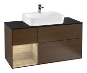 Тумба під раковину Villeroy & Boch Finion 120х50,1 см із підсвічуванням МДФ шпон волоського горіха/скло чорне матове G162PCGN