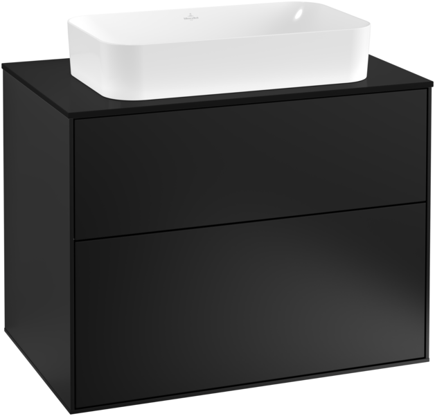 Тумба під раковину Villeroy & Boch Finion 80х50,1 см із підсвічуванням МДФ чорний матовий лак/скло чорне матове G22200PD