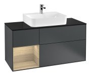 Тумба під раковину Villeroy & Boch Finion 120х50,1 см із підсвічуванням МДФ темно-синій матовий лак/скло чорне матове G162PCHG