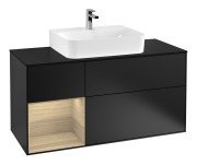 Тумба під раковину Villeroy & Boch Finion 120х50,1 см із підсвічуванням МДФ чорний матовий лак/скло чорне матове G162PCPD