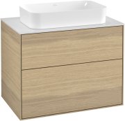 Тумба під раковину Villeroy & Boch Finion 80х50,1 см з підсвічуванням МДФ шпон дуба/скло біле матове G22100PC