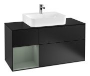 Тумба під раковину Villeroy & Boch Finion 120х50,1 см із підсвічуванням МДФ чорний матовий лак/скло чорне матове G162GMPD