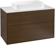 Тумба под раковину Villeroy & Boch Finion 100х50,1 см МДФ шпон грецкого ореха/стекло белое матовое F23100GN
