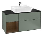 Тумба під раковину Villeroy & Boch Finion 120х50,1 см із підсвічуванням МДФ оливковий матовий лак/скло чорне матове G162GNGM