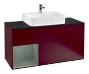 Тумба під раковину Villeroy & Boch Finion 120х50,1 см із підсвічуванням МДФ півонія матовий лак/скло чорне матове G162GMHB