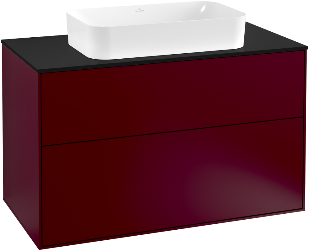 Тумба под раковину Villeroy & Boch Finion 100х50,1 см с подсветкой МДФ пион матовый лак/стекло черное матовое G23200HB